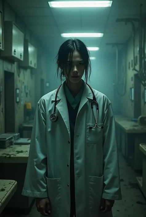  doctor with horror atmosphere with Asian idol face