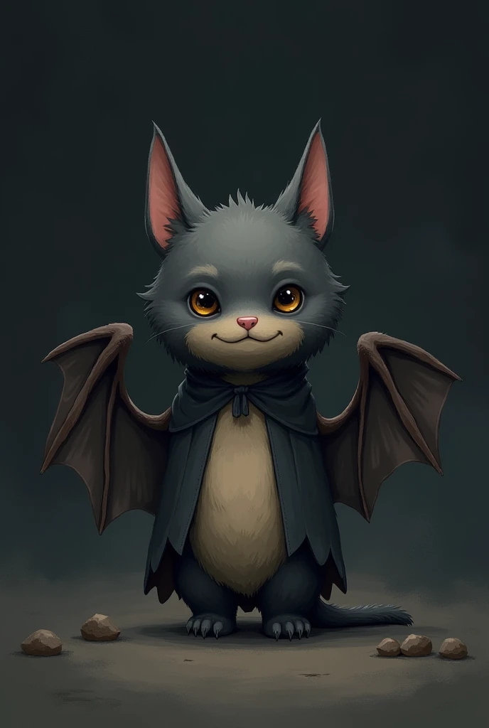 create a simple sketch of the reddit mascot using a bat costume with a dark background