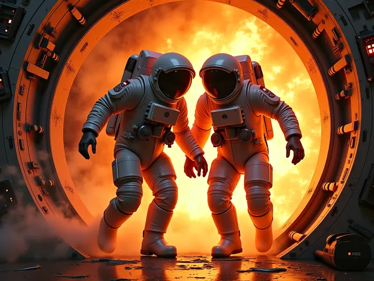 Teo Astronauts in the burning cockpit 