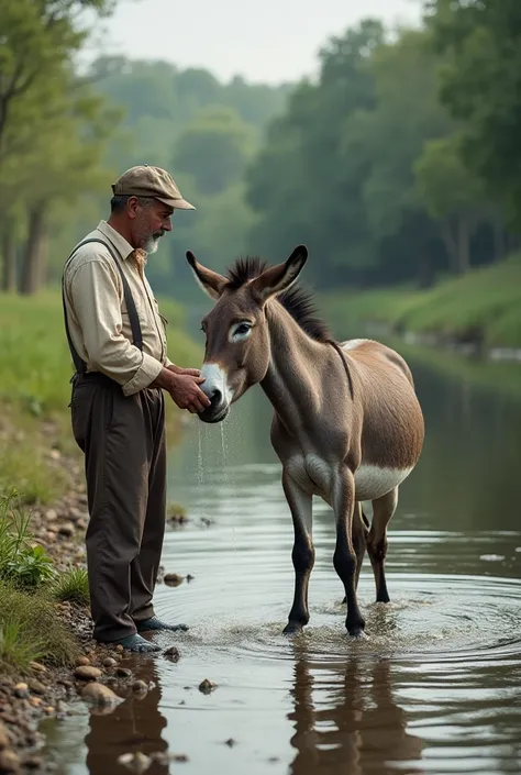  One day when the man put a lot of salt on the donkey, the donkey sat in the river and most of the salt deteriorated. The man st...