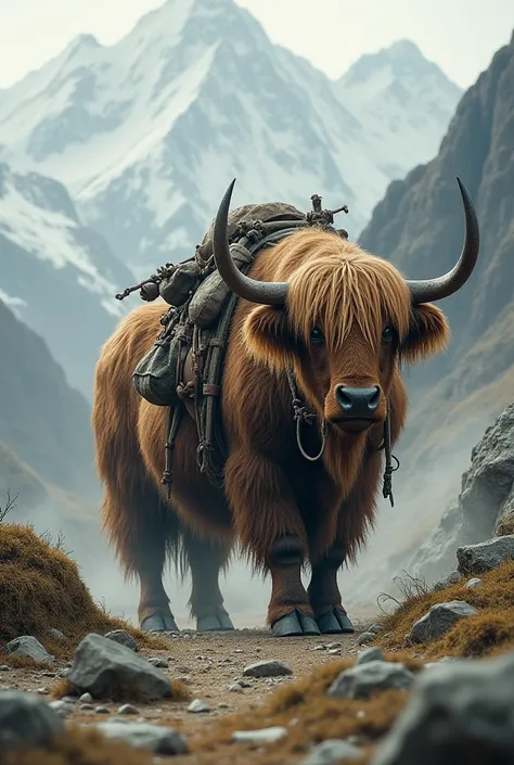 Create an image of ancient mode of transportation yak