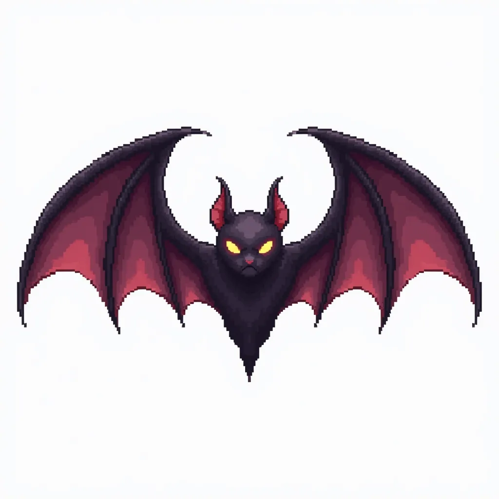 main menu fantasy bat icon for a game in the style of rpg maker mz, anime, pixel art, logo transparent background, white backgro...