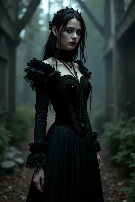 i need more detail for mopey goth outfit for girl