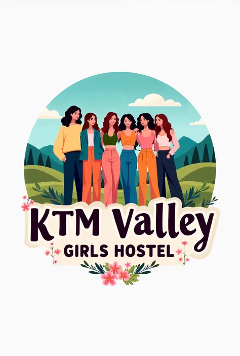 Create a logo named by KTM VALLEY GIRLS HOSTEL 