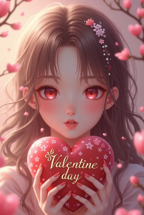 Anime Face、 Beautiful Girls 、 Beautiful, Fair Skin Girls 、 Semi-long with Crystal Hair 、Glowing Elements and Petals 、 Intricate ...