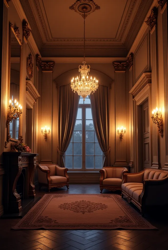 neoclassical room night lights