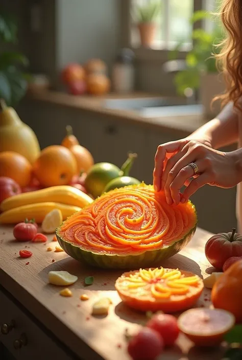 The beautiful fruit cutting designing