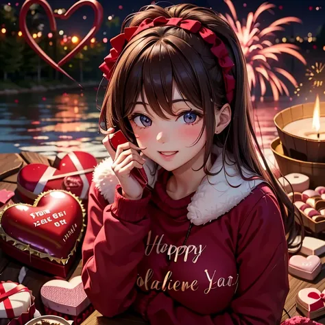 new year, lake, fire work, valentine, chocolate, Valentine's day💗