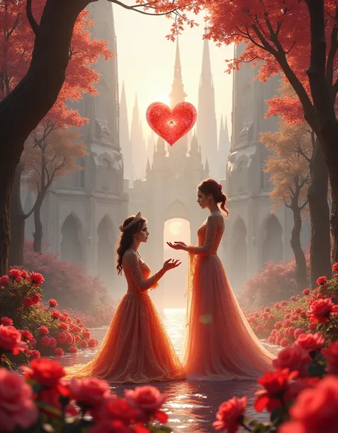 "A breathtaking proposal crystallizes in the heart of the Quantum Imperial Gardens - the pink-to-blue haired Empress kneels in t...