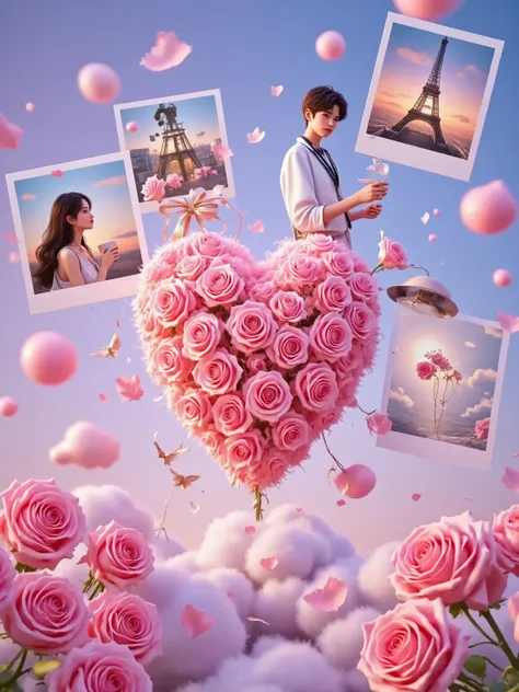 The main pink and blue colors , represent memory and hope 。In the center of the poster,design a bell,Hour and minute hands point...