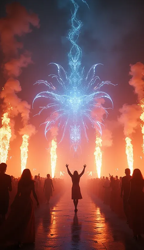 Next stage with lots of lights and lots of smoke Show Night with Fire