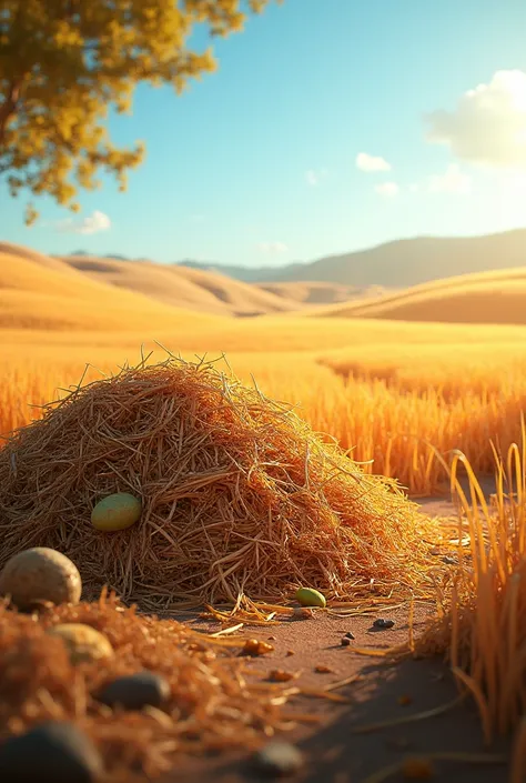 Agricultural waste in the field resulting from crops