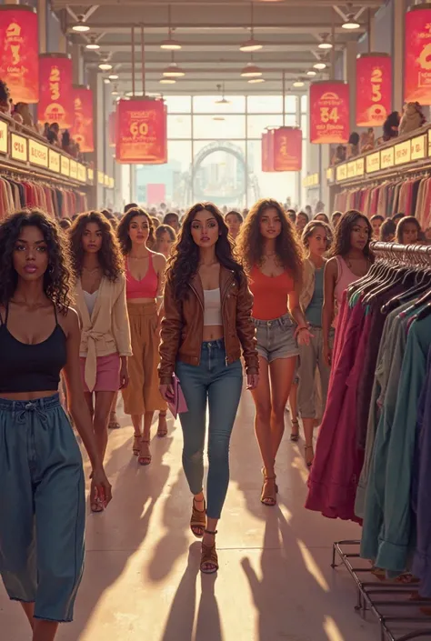 I want you to draw me many women who are different from a big clothing store called Good House, which sells women's clothes. The...