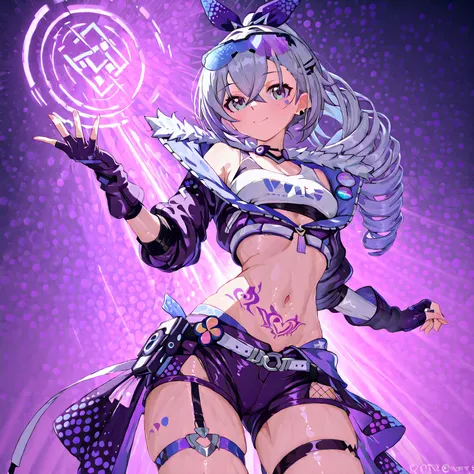 {A condom tentacle monster is wrapped around the magical girl's body}{{Honkai Star Rail Silver Wolf wears a magical girl's rubbe...