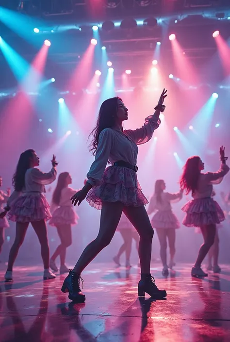 Korean girl sing-and-dance group,The lights are gorgeous,Dancing,The sharpness should be high