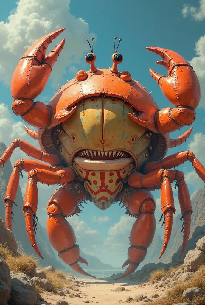 A giant crab wearing underwear with a butt chin