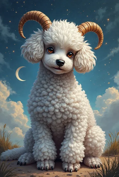 CAPRICORN ZODIAC SIGN MIXED WITH A FRENCH POODLE DOG MORE CAPRICORN THAN THE FRENCH POODLE