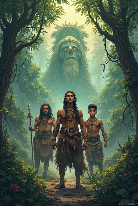 I would like to create a banner for an RPG game, highlighting indigenous people, Game characters and especially the title: What ...