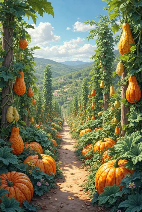 Garden of plants from cucurbita family