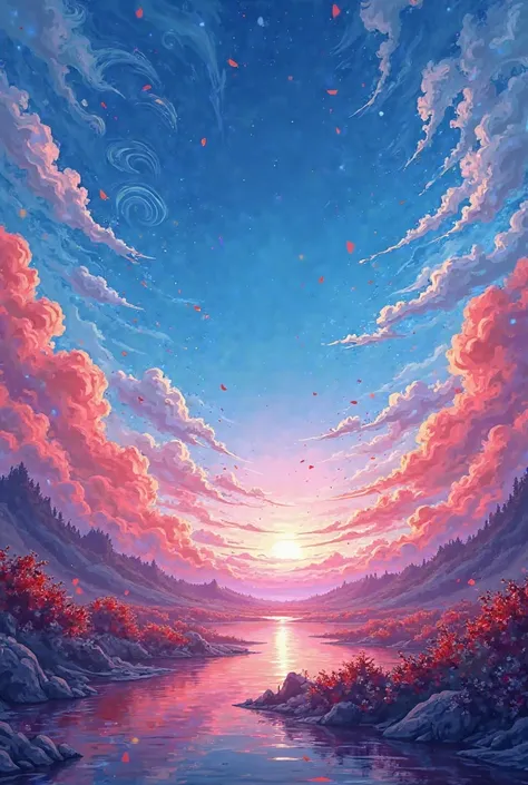 A anime background with blue and red colour without character only background