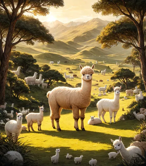 background X, Alpaca, miniature animal, Lots of piercings in fluffy , Very fuzzy , llama, Peruvian