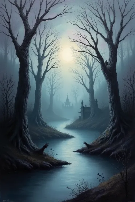 Create impressionistic Gothic landscape painting