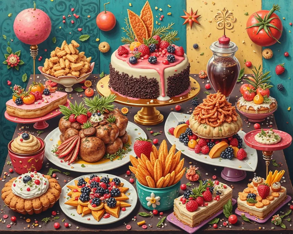 Extravagant and animated food collage