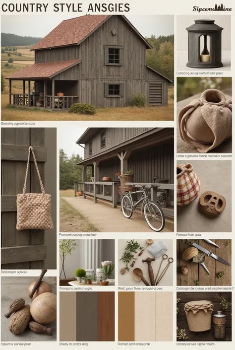 transforme esse moodboard em um moodboard no estilo country