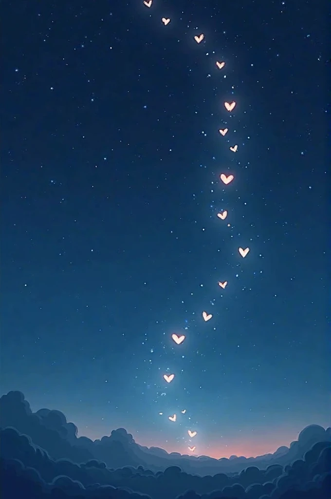 Imagine un ciel nocturne d'un bleu profond, où chaque étoile scintille doucement sous la forme d'un cœur délicat. Les constellat...