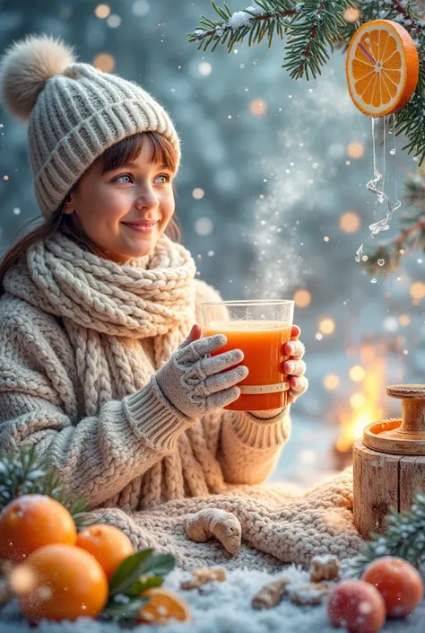 vibrant and informative image highlighting tips to prevent cold-related diseases during winter. The image should feature variou...