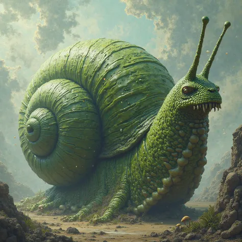 Hulk as a snail, surrealism