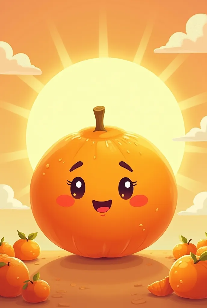 Tangerine cartoon sun 