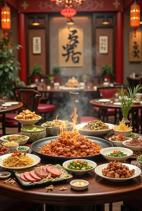 Create oriental restaurant posts to place product images such as pasta, hand, vegetables , Meat and the main course