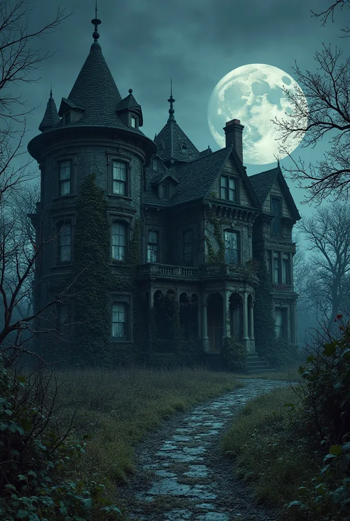 The Haunted Mansion Outside the VillageVisual Description:A dilapidated, ancient mansion on the outskirts of a small village. Th...