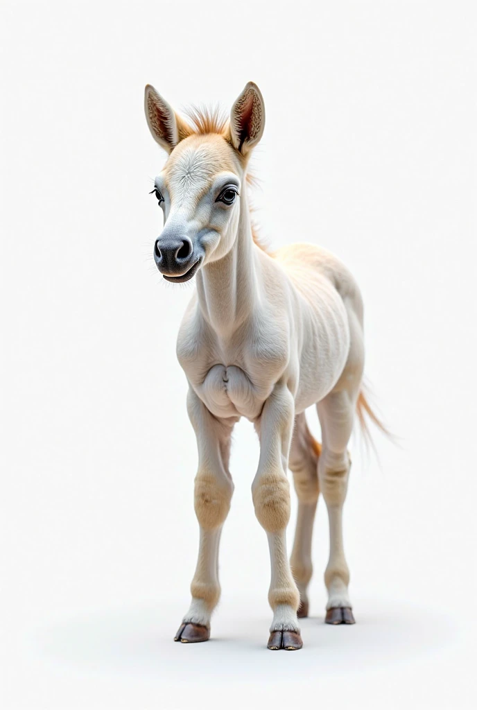 a baby horse is lying on a white background