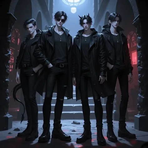 Saimon: Tall demon, 180 cm, lean but fit, pale skin with grayish tint, dark hair to neck falling over forehead, nearly black eye...