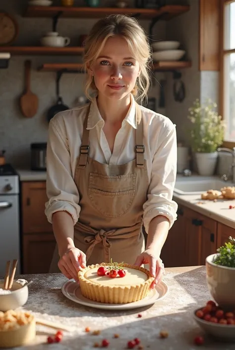 Nordic woman making a Creampie. Realistic style.