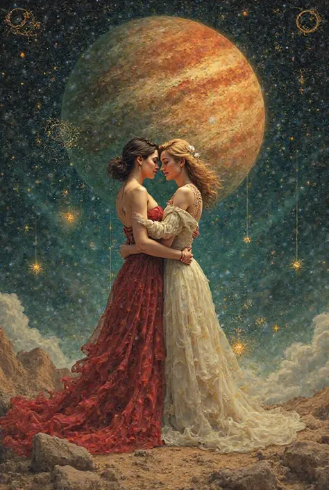Make an album cover about the romance of Pluto and Mars make it vintage