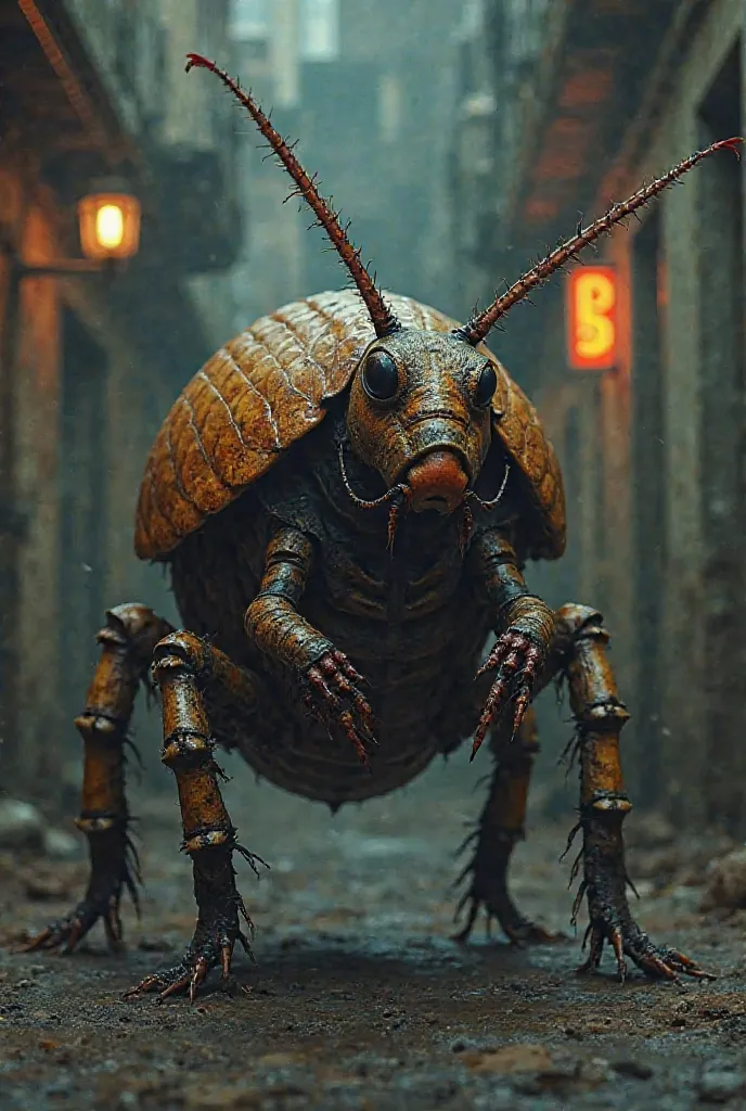 armadillo as cockroach in realistic image