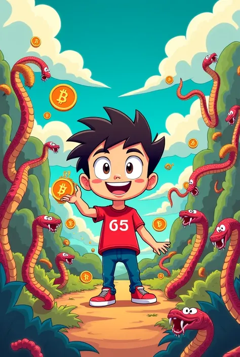 Snakes attacking patric on patrics day, cartoon, anime, bitcoins