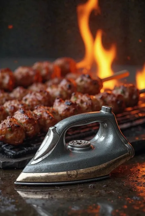 Iron for ironing clothes on the meat kebab