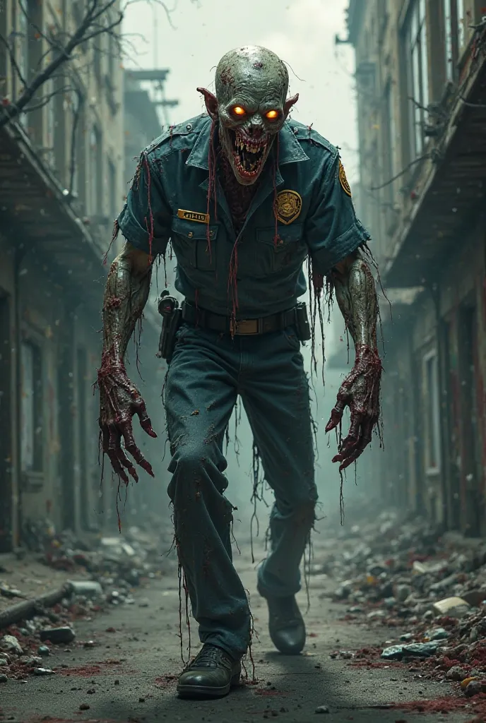 Create a zombie cop, Threatening and creepy 