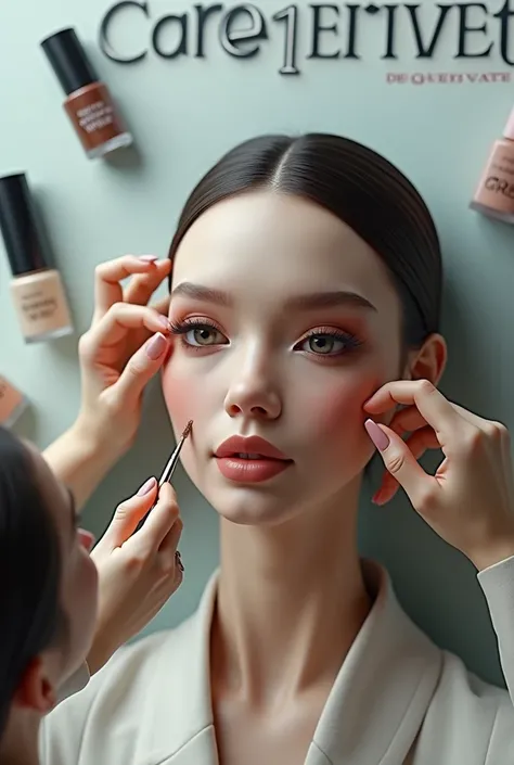 A team of miniature makeup artists and hairdressers ultra-realistic, dressed in meticulously detailed uniforms, are performing p...