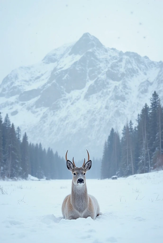 Introduction to the Snowy Mountain
Wide shot of a breathtaking snowy mountain.
A lone deer is seen wandering through the snow,...