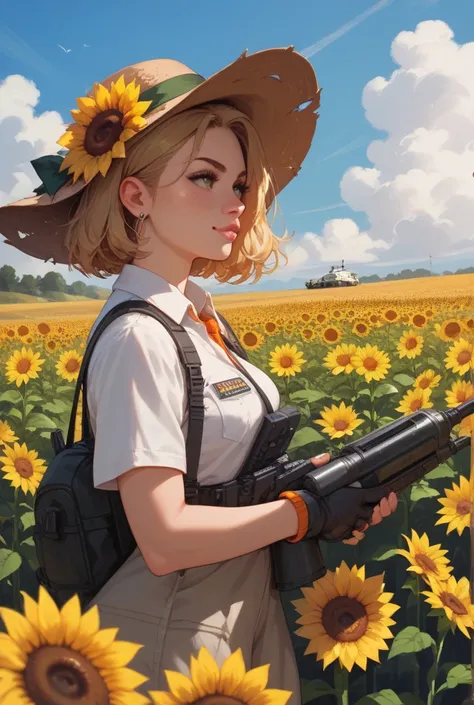 Nuclear missiles in a sunflower field
