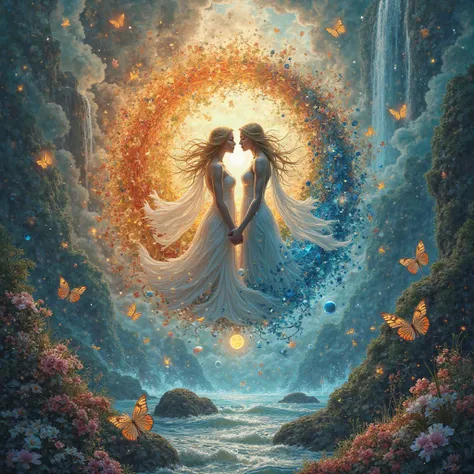 Yin Yang :: Amazing Fantasy Abstract Art :: Adam and Eve in Love 🦋💧🔥♥️ :: Heavenlyscape