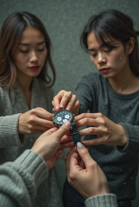 People removing watches