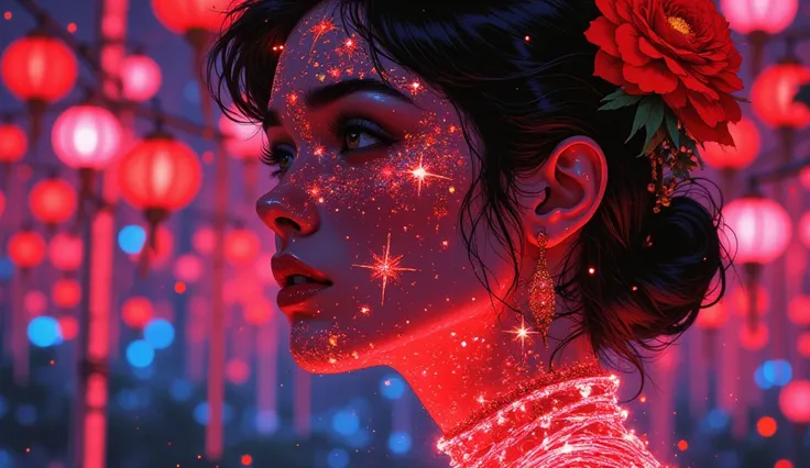 high quality, 8K ultra HD, Una hermosa MUJER DE NOCHE double exposure que combina una silueta de mujer con una diamantes, la r...