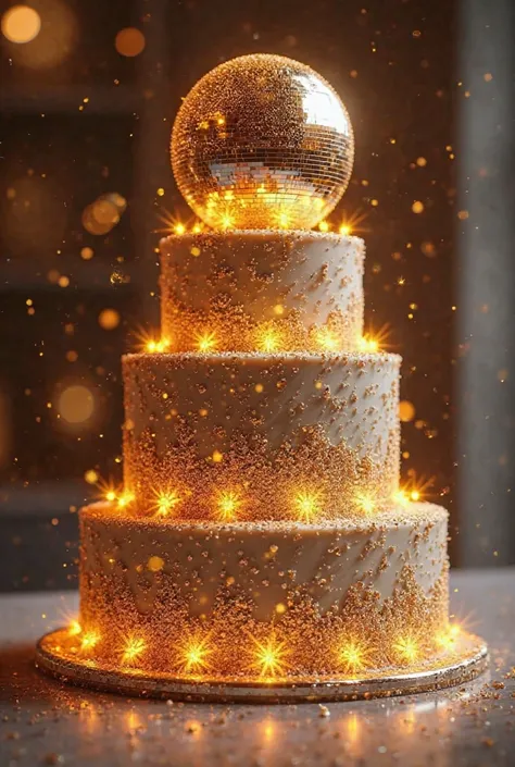 discoball cake elegant, elegant disco ball cake, shiny disco ball cake, 8K, masterpiece, photorealistic, high quality, professio...