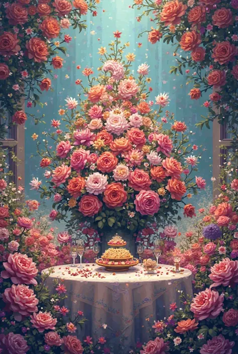 A banquet of flower pixel image